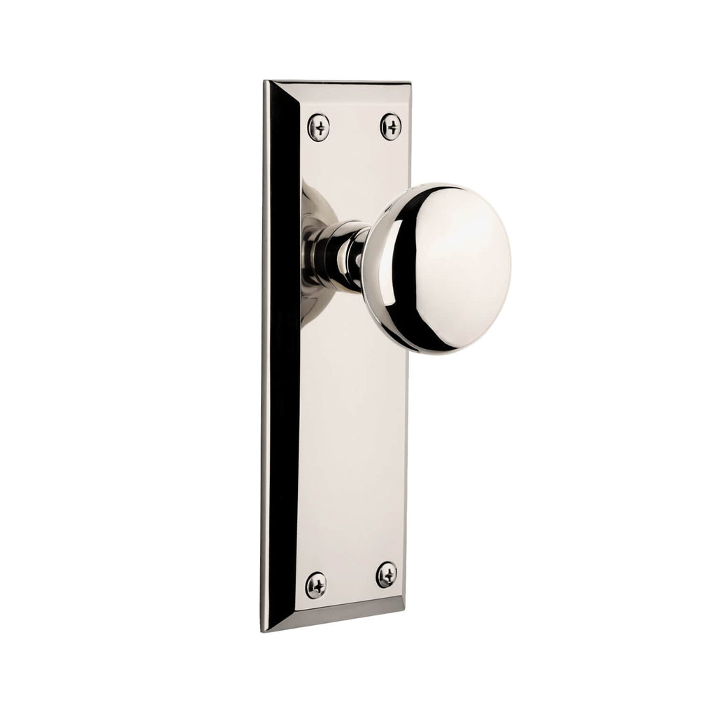 Fifth Avenue Long Plate with Fifth Avenue Knob in Polished Nickel
