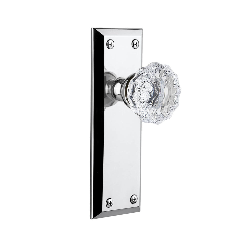 Fifth Avenue Long Plate with Fontainebleau Crystal Knob in Bright Chrome