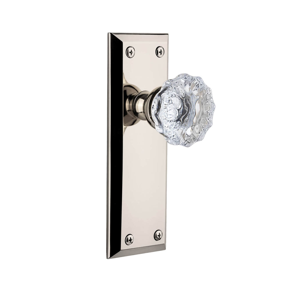 Fifth Avenue Long Plate with Fontainebleau Crystal Knob in Polished Nickel