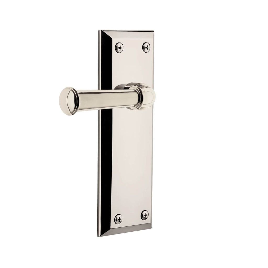 Fifth Avenue Long Plate with Georgetown Lever in Polished Nickel