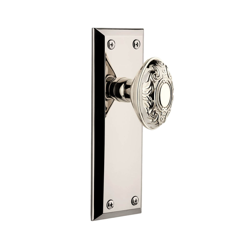 Fifth Avenue Long Plate with Grande Victorian Knob in Polished Nickel