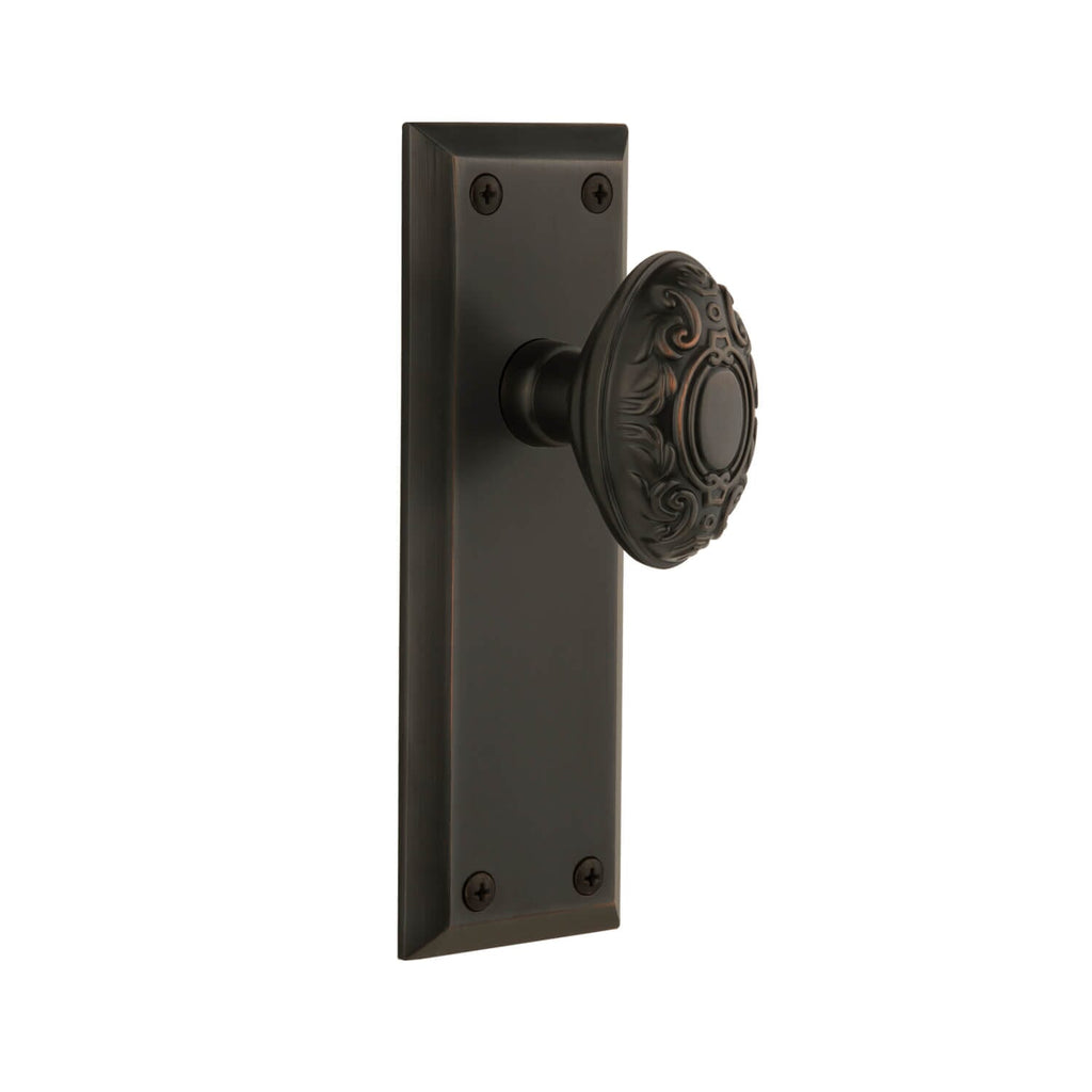 Fifth Avenue Long Plate with Grande Victorian Knob in Timeless Bronze