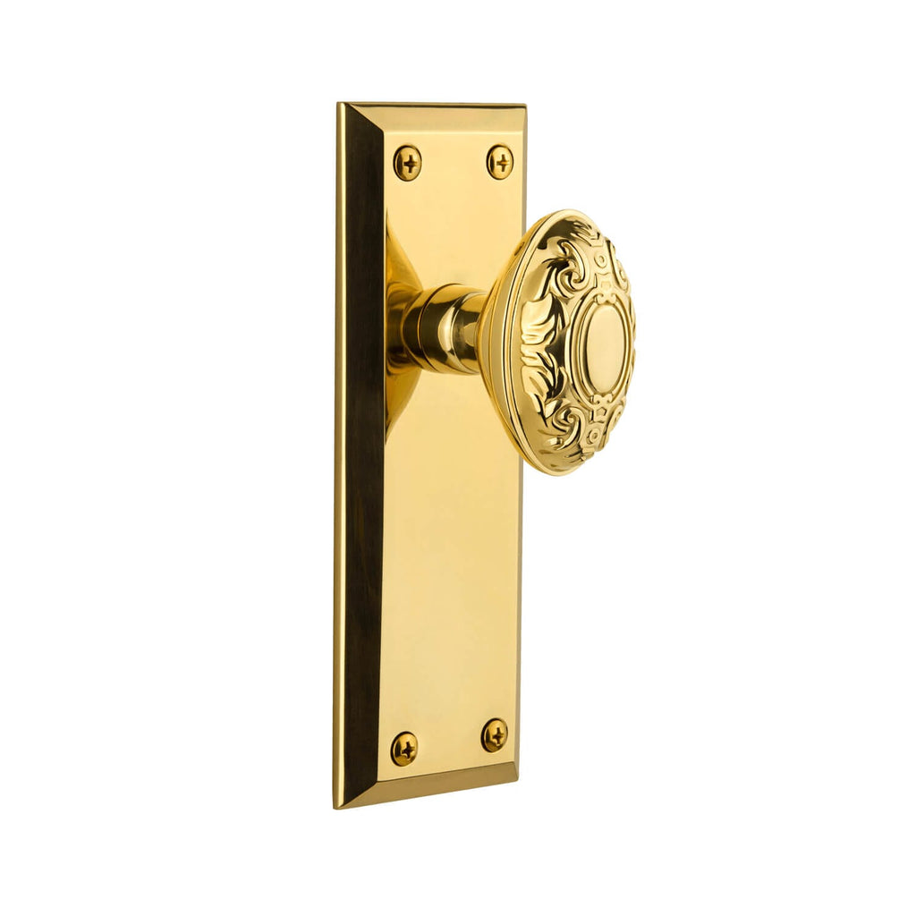 Fifth Avenue Long Plate with Grande Victorian Knob in Lifetime Brass
