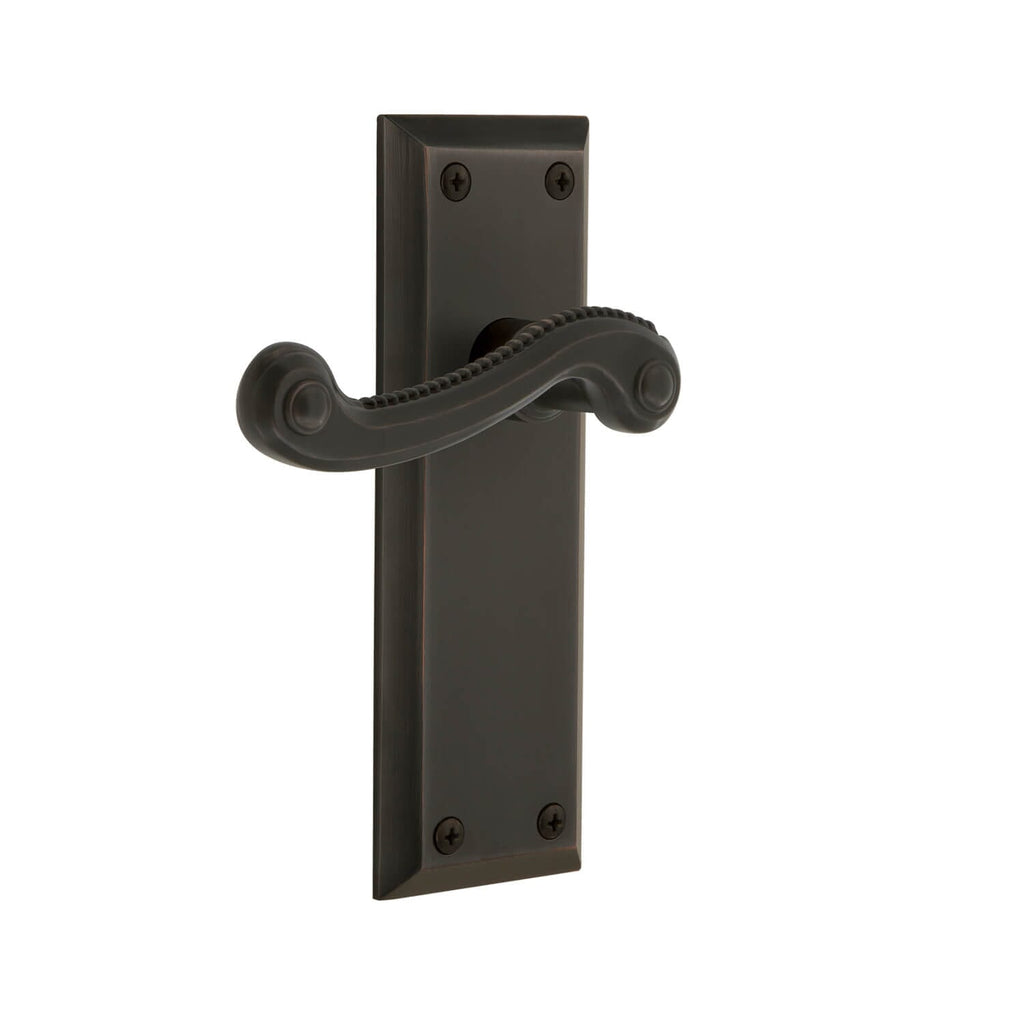 Fifth Avenue Long Plate with Newport Lever in Timeless Bronze