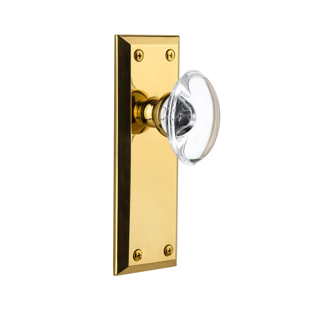 Fifth Avenue Long Plate with Provence Crystal Knob in Polished Brass