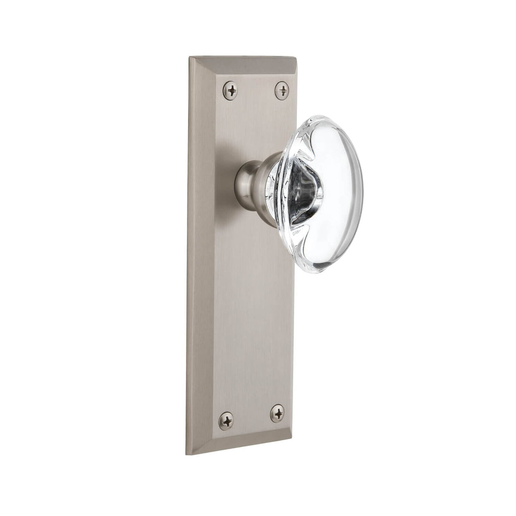 Fifth Avenue Long Plate with Provence Crystal Knob in Satin Nickel