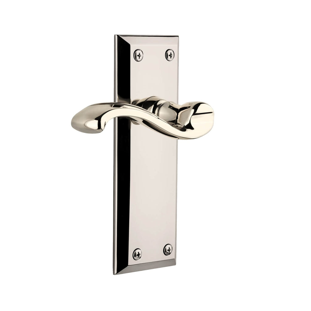 Fifth Avenue Long Plate with Portofino Lever in Polished Nickel