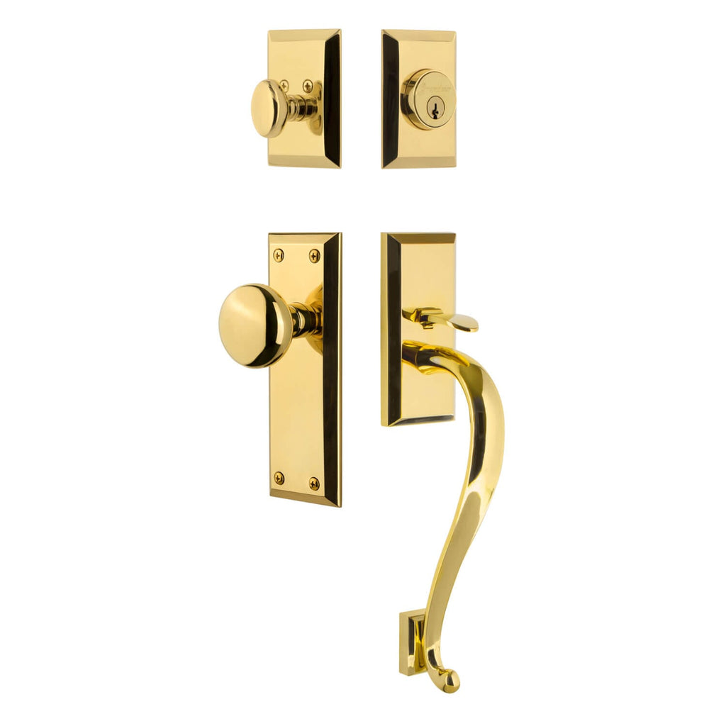 Fifth Avenue Plate S Grip Entry Set Fifth Avenue Knob in Lifetime Brass