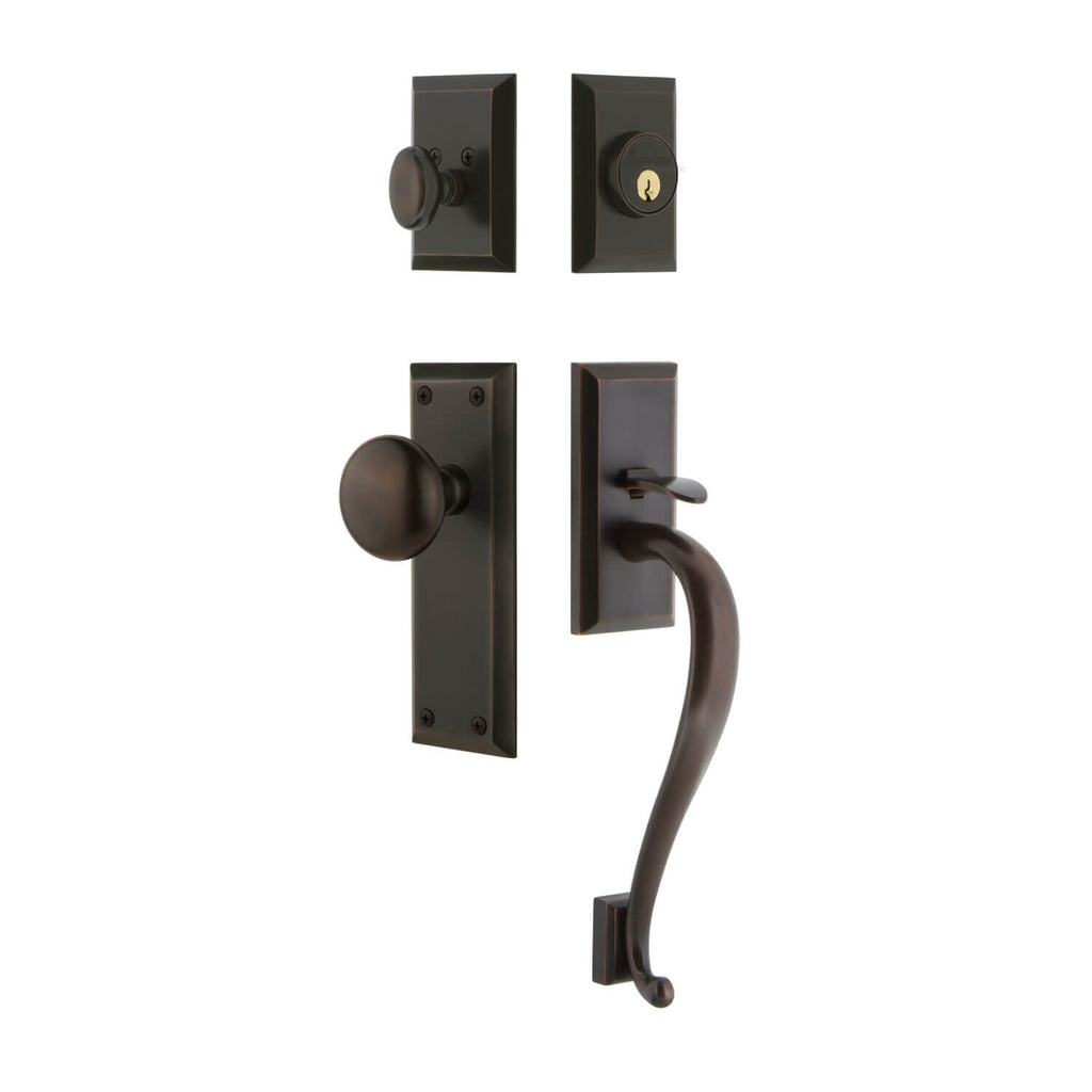 Fifth Avenue Plate S Grip Entry Set Fifth Avenue Knob in Timeless Bronze