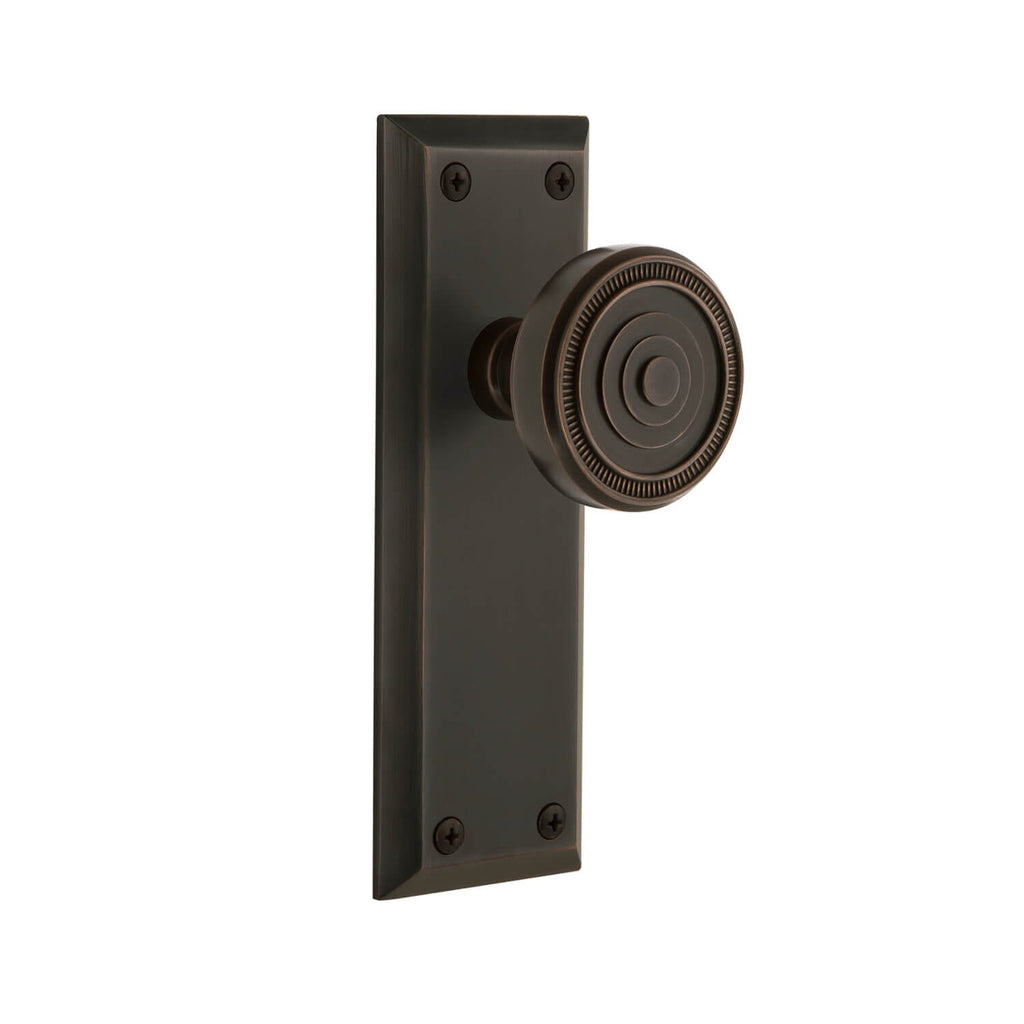 Fifth Avenue Long Plate with Soleil Knob in Timeless Bronze