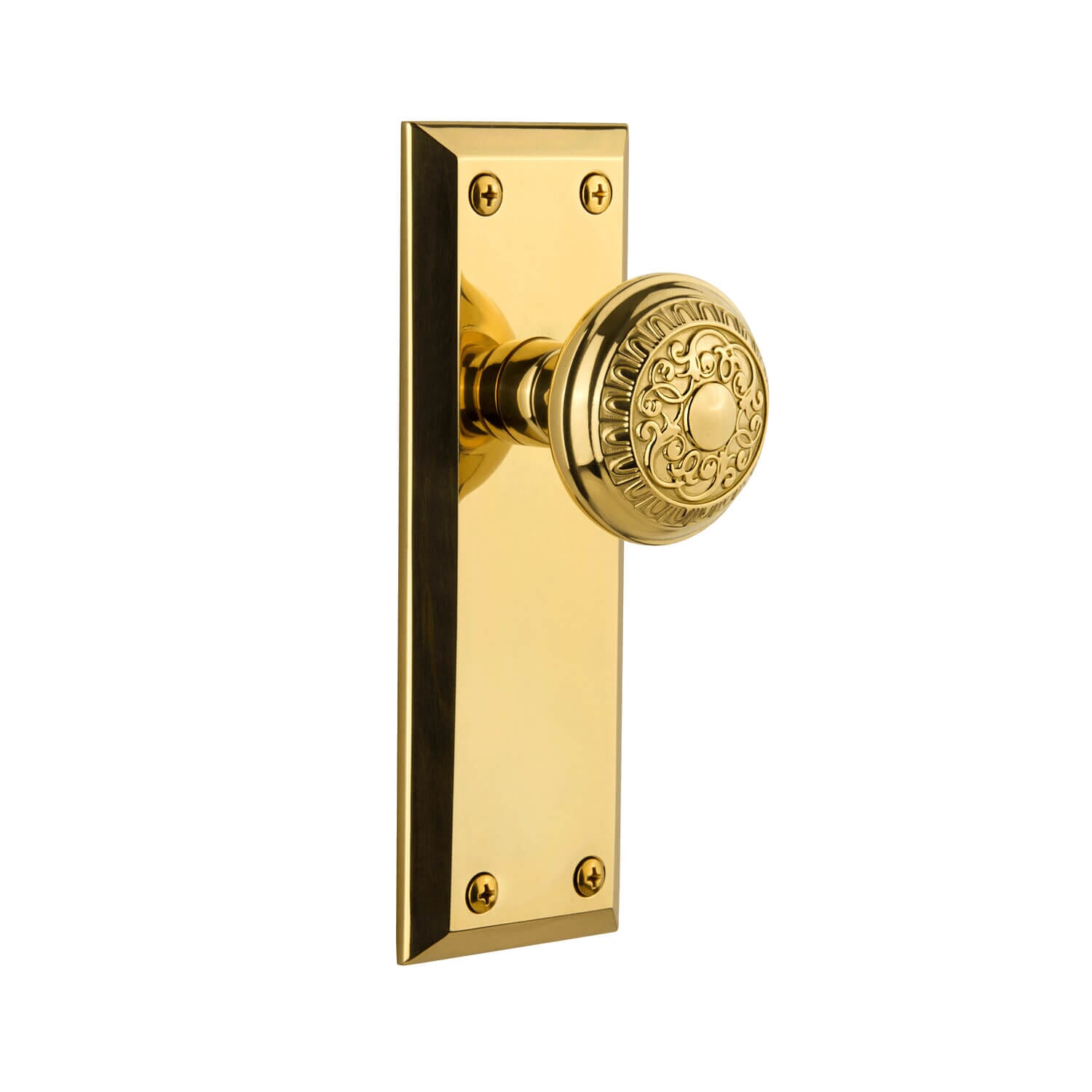 Fifth Avenue Long Plate with Windsor Knob in Lifetime Brass
