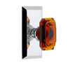 Fifth Avenue Short Plate with Baguette Amber Crystal Knob in Bright Chrome