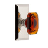 Fifth Avenue Short Plate with Baguette Amber Crystal Knob in Polished Nickel