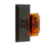 Fifth Avenue Short Plate with Baguette Amber Crystal Knob in Timeless Bronze