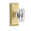 Fifth Avenue Short Plate with Baguette Clear Crystal Knob in Satin Brass