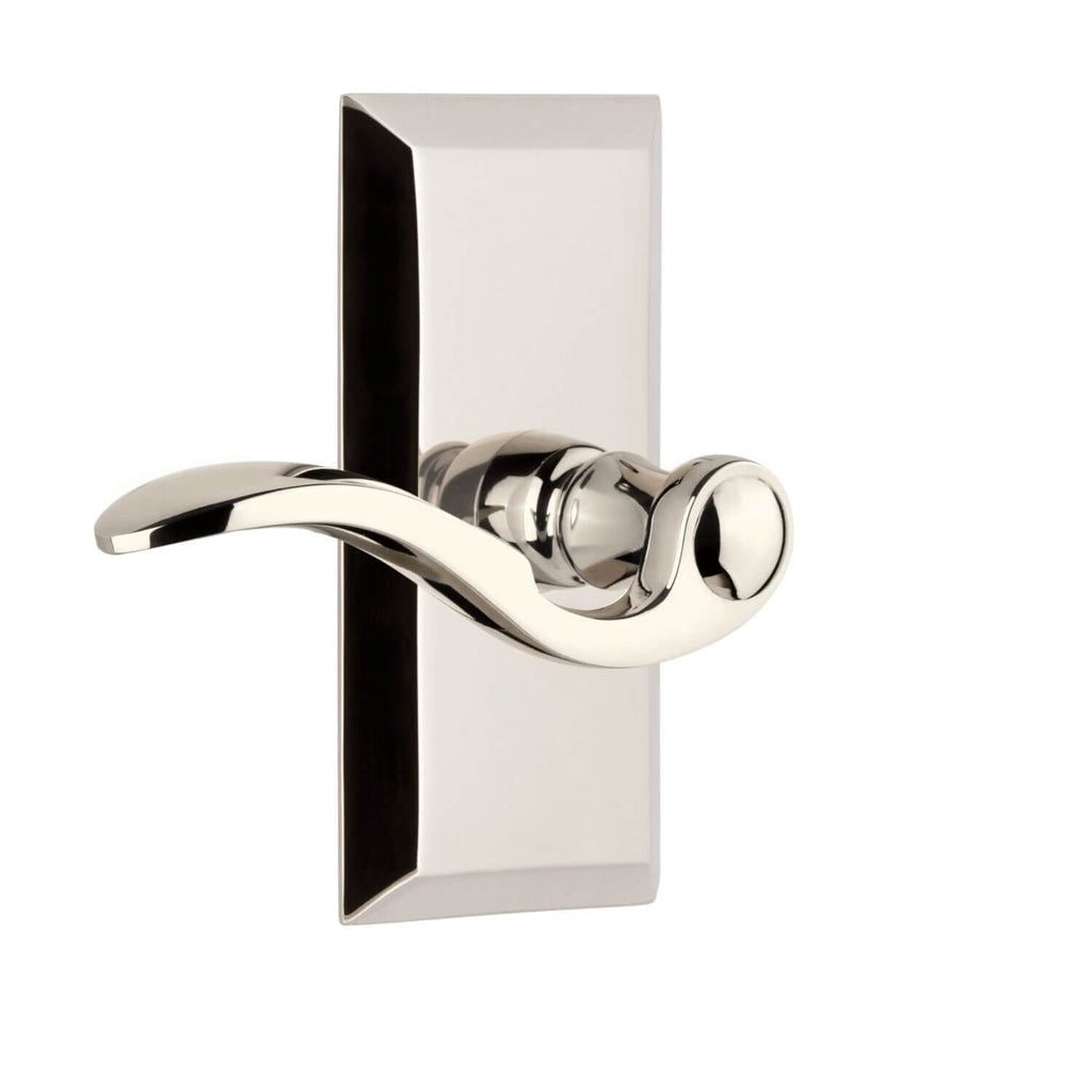 Fifth Avenue Short Plate with Bellagio Lever in Polished Nickel