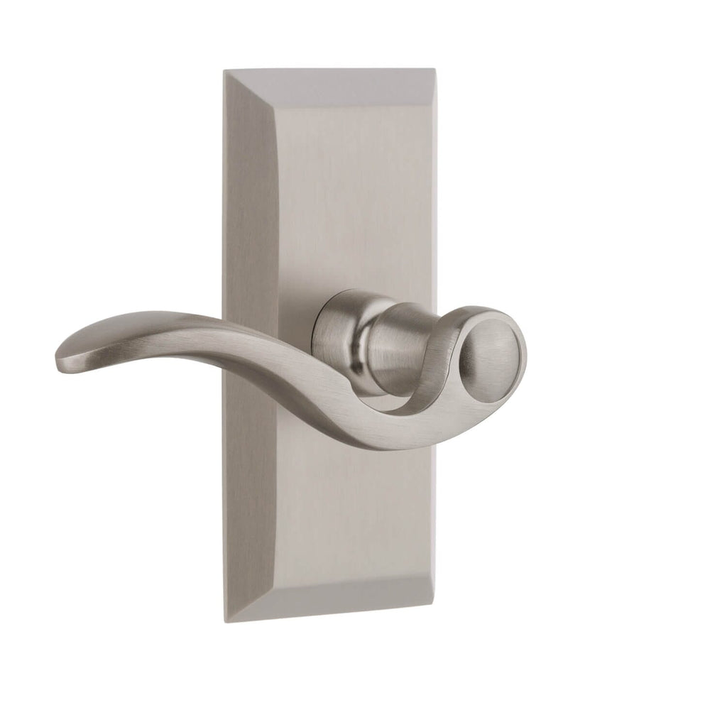 Fifth Avenue Short Plate with Bellagio Lever in Satin Nickel