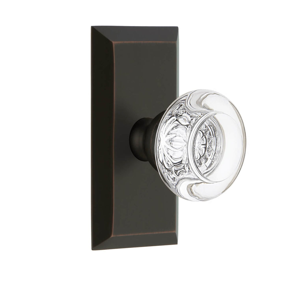 Fifth Avenue Short Plate with Bordeaux Crystal Knob in Timeless Bronze