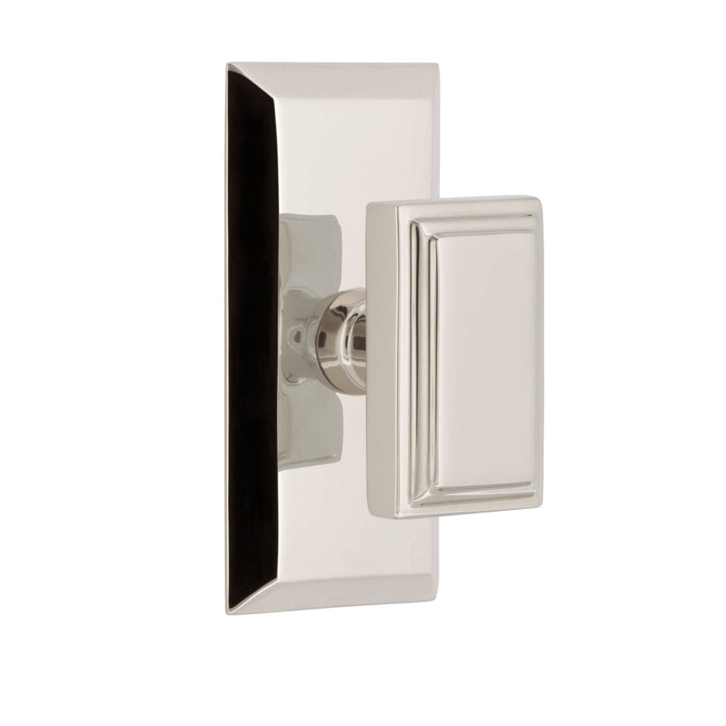 Fifth Avenue Short Plate with Carré Knob in Polished Nickel