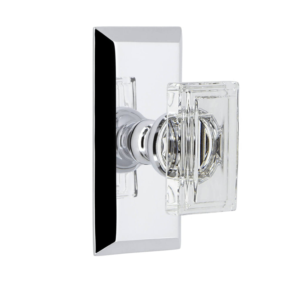 Fifth Avenue Short Plate with Carré Crystal Knob in Bright Chrome