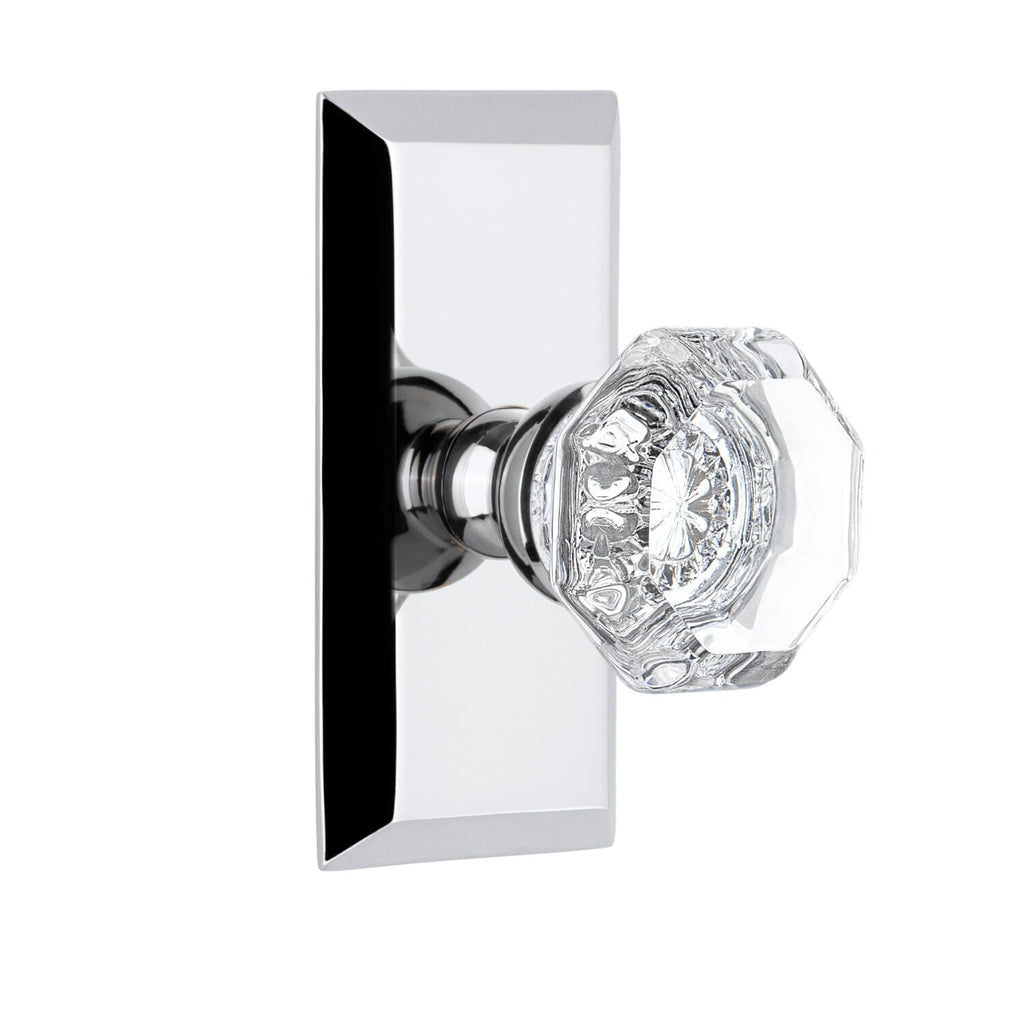 Fifth Avenue Short Plate with Chambord Crystal Knob in Bright Chrome