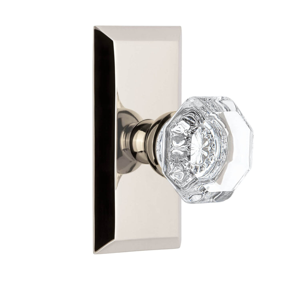 Fifth Avenue Short Plate with Chambord Crystal Knob in Polished Nickel