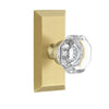 Fifth Avenue Short Plate with Chambord Crystal Knob in Satin Brass