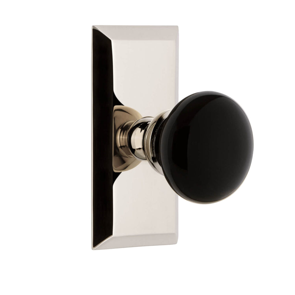 Fifth Avenue Short Plate with Coventry Knob in Polished Nickel