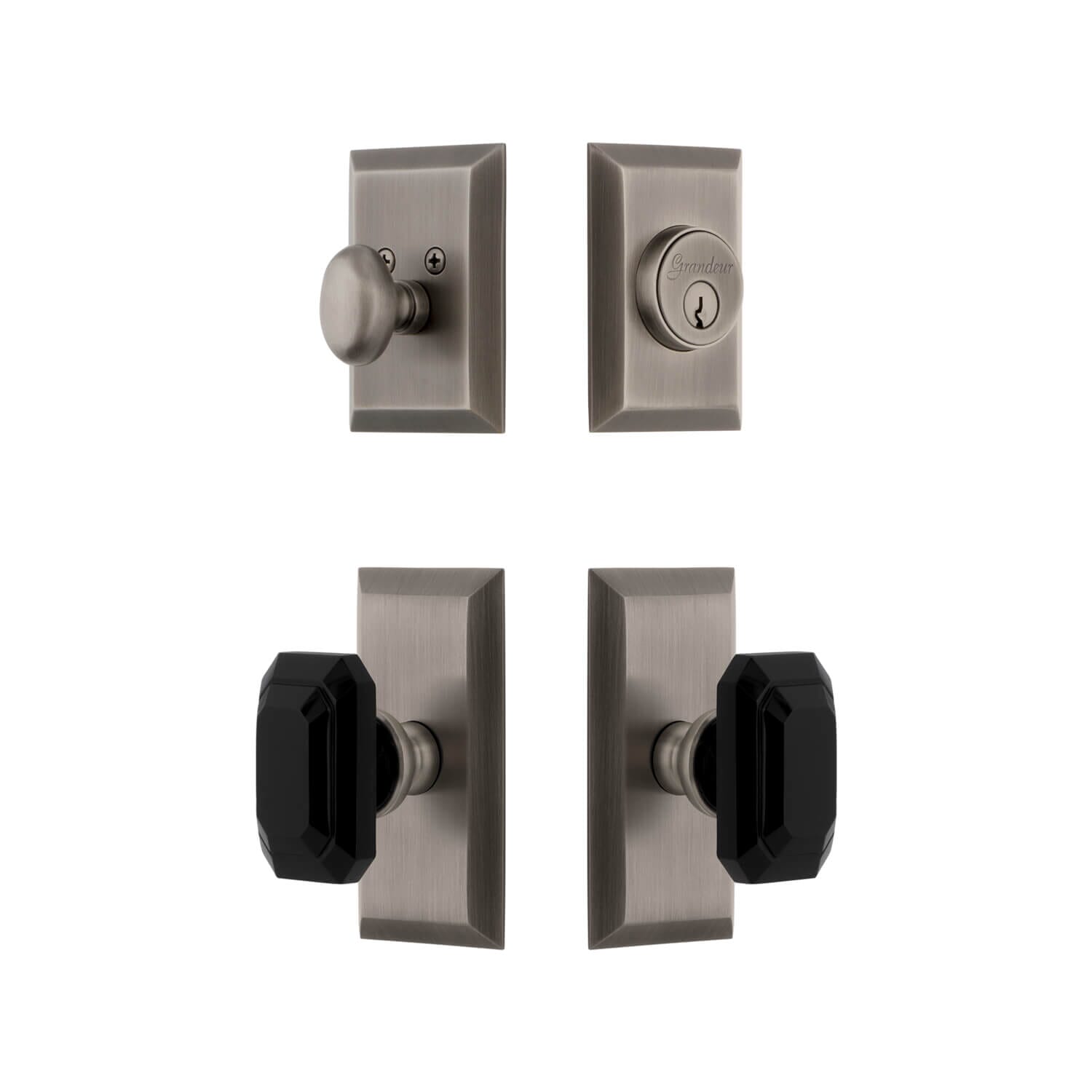 Fifth Avenue Short Plate Entry Set with Baguette Black Crystal