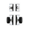 Fifth Avenue Short Plate Entry Set with Baguette Black Crystal Knob in Bright Chrome