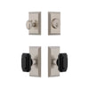 Fifth Avenue Short Plate Entry Set with Baguette Black Crystal Knob in Satin Nickel