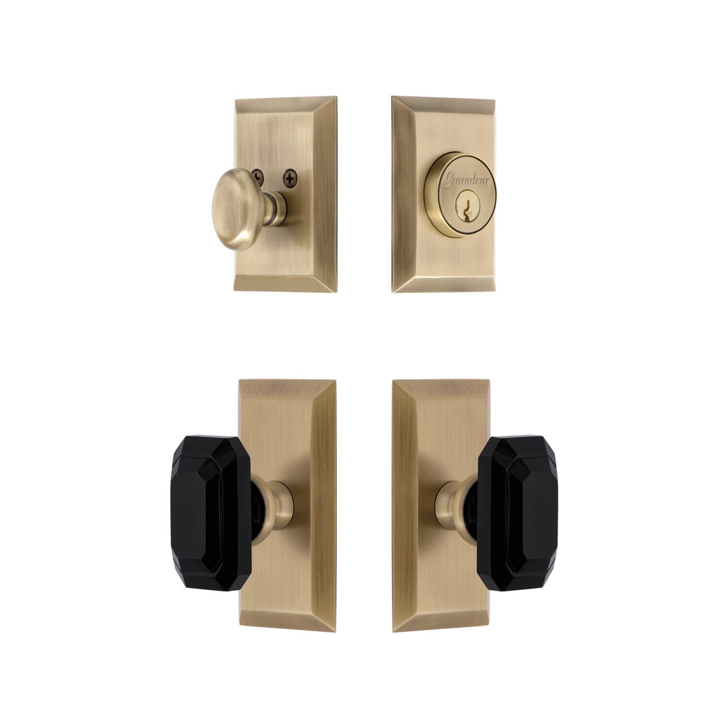 Fifth Avenue Short Plate Entry Set with Baguette Black Crystal