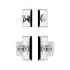 Fifth Avenue Short Plate Entry Set with Carre Crystal Knob in Bright Chrome