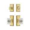 Fifth Avenue Short Plate Entry Set with Carre Crystal Knob in Satin Brass