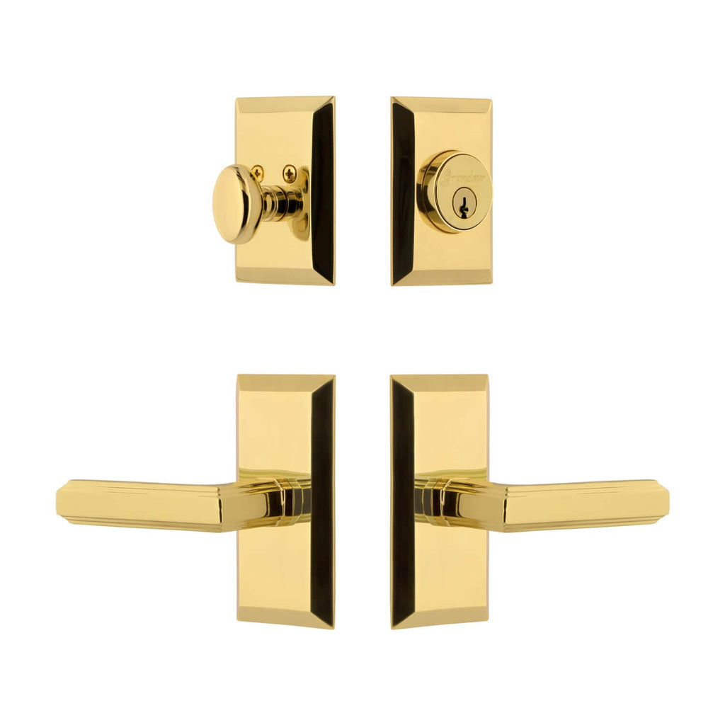 Fifth Avenue Short Plate Entry Set with Carre Lever in Lifetime Brass