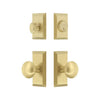 Fifth Avenue Short Plate Entry Set with Fifth Avenue Knob in Satin Brass