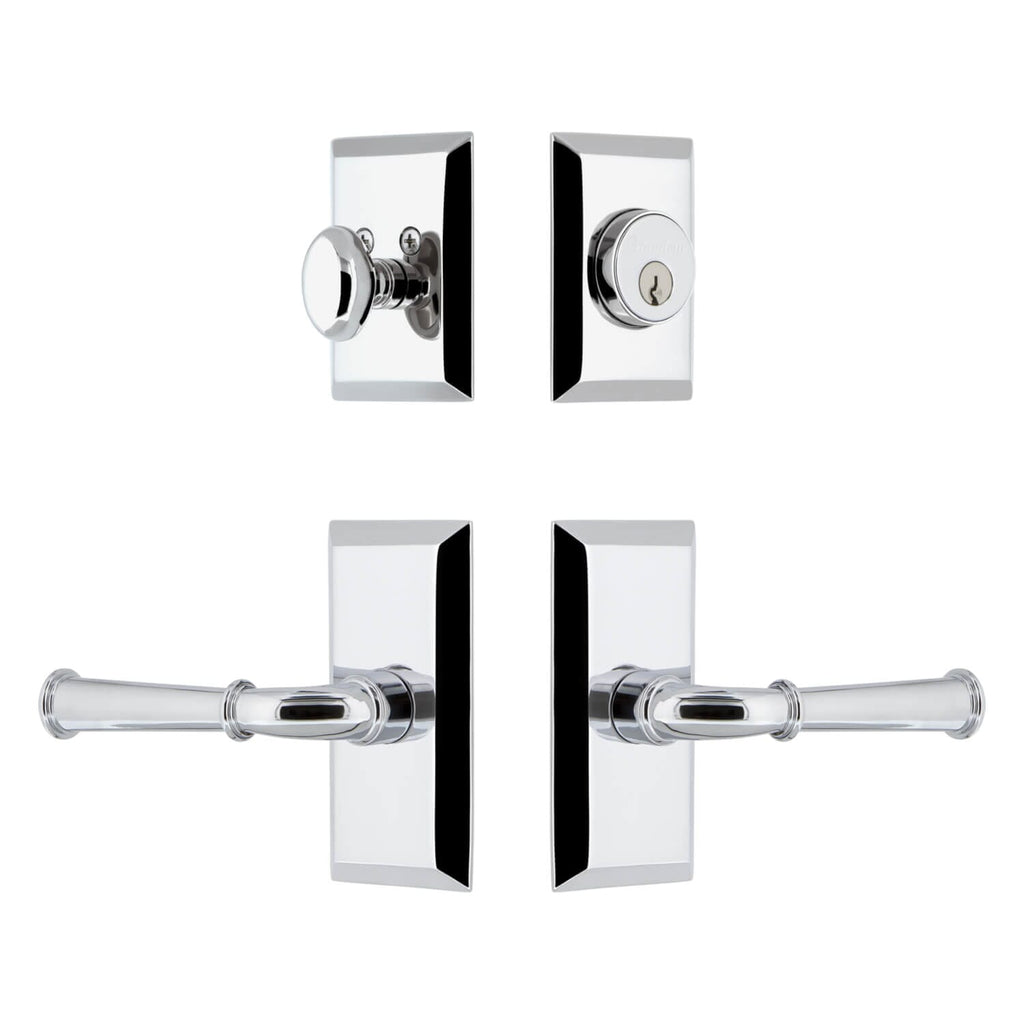 Fifth Avenue Short Plate Entry Set with Georgetown Lever in Bright Chrome