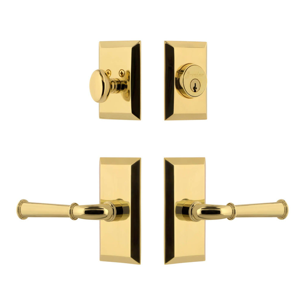 Fifth Avenue Short Plate Entry Set with Georgetown Lever in Lifetime Brass