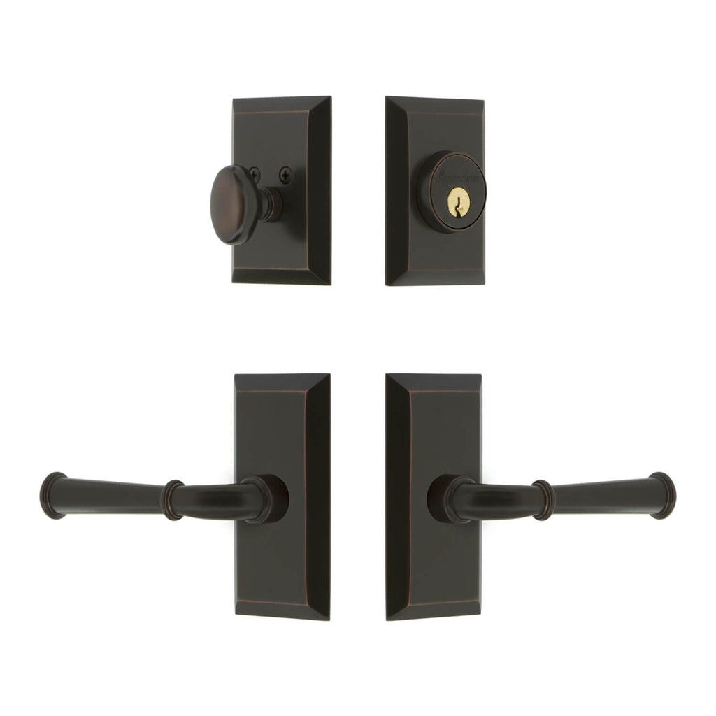 Fifth Avenue Short Plate Entry Set with Georgetown Lever in Timeless Bronze