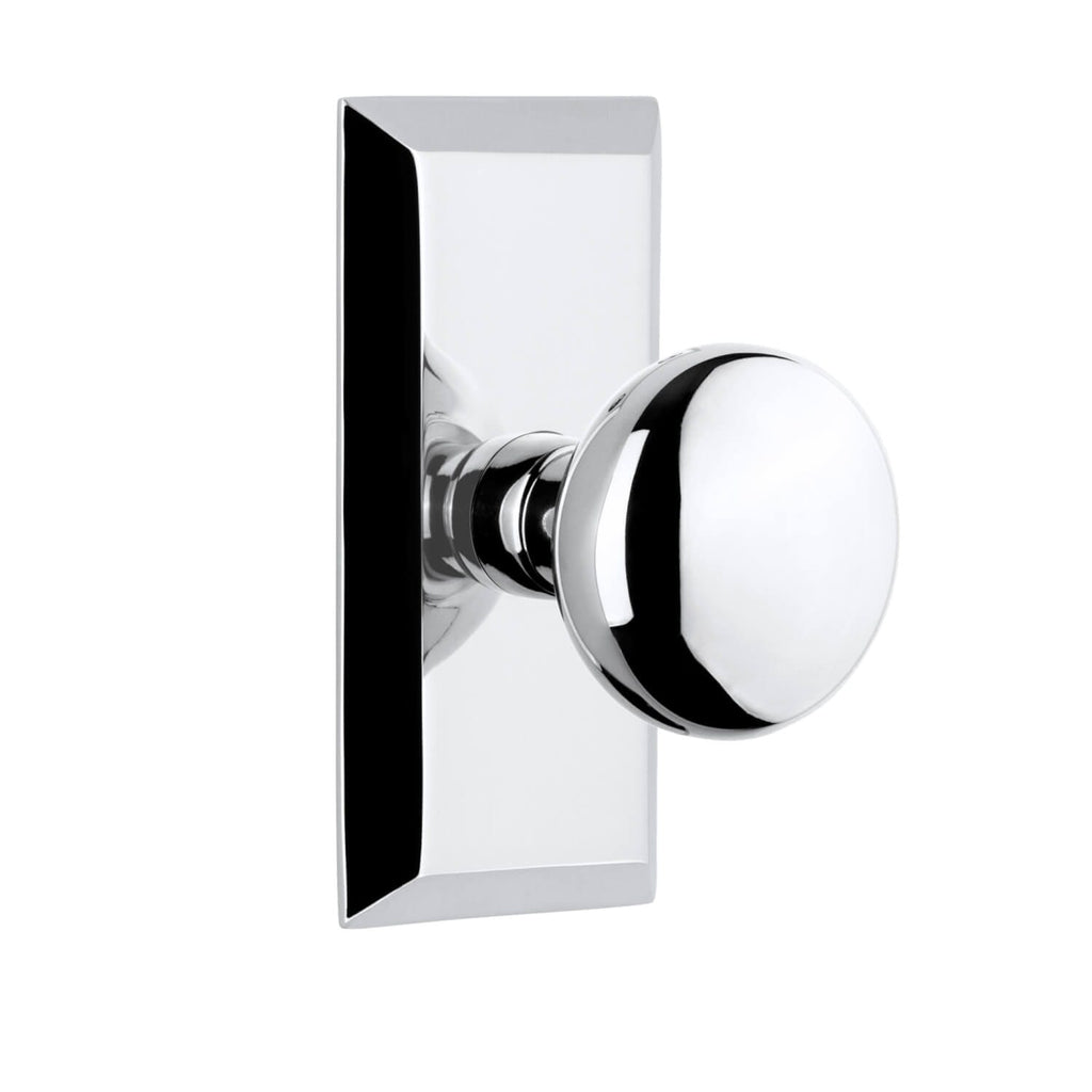 Fifth Avenue Short Plate with Fifth Avenue Knob in Bright Chrome