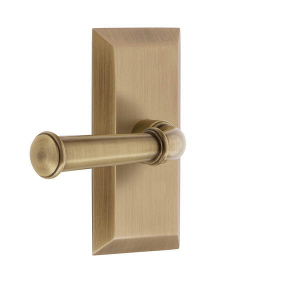 Fifth Avenue Short Plate with Georgetown Lever in Vintage Brass