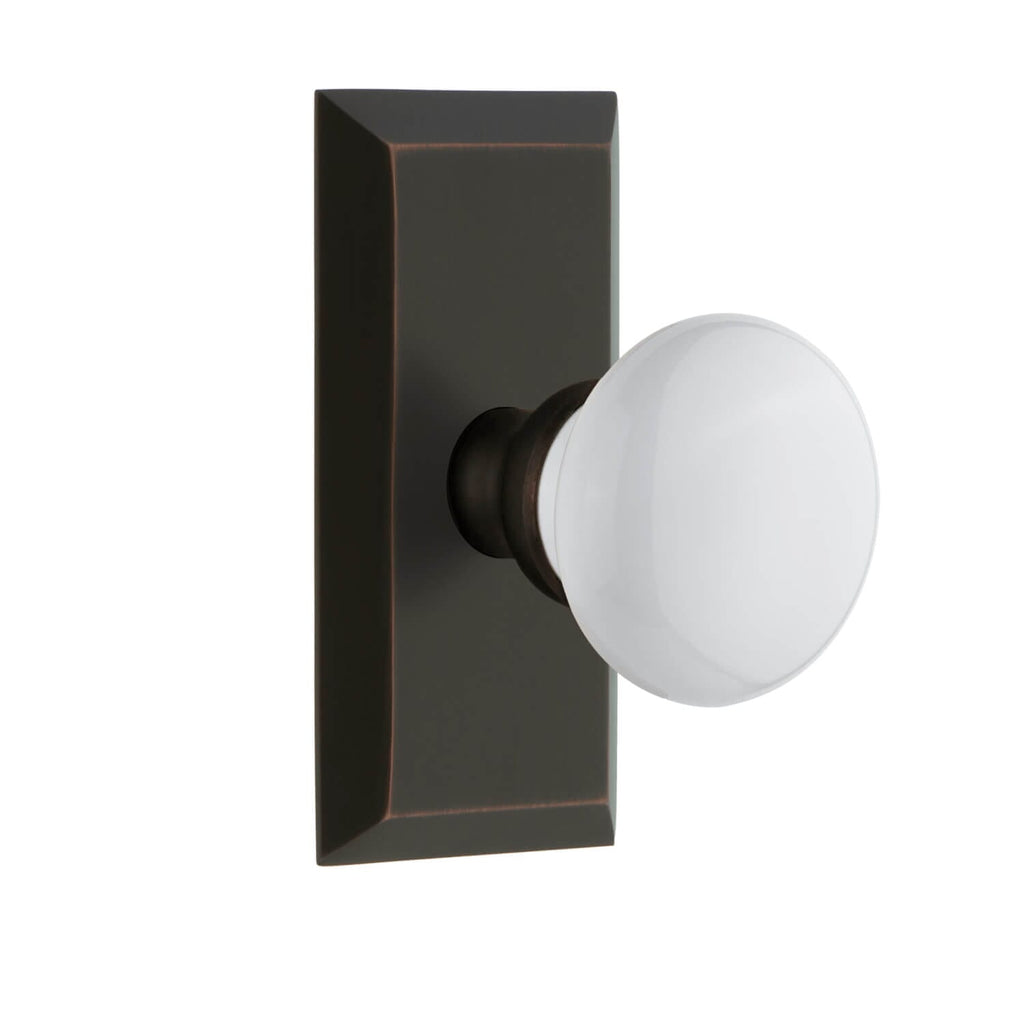 Fifth Avenue Short Plate with Hyde Park Knob in Timeless Bronze