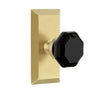 Fifth Avenue Short Plate with Lyon Knob in Satin Brass