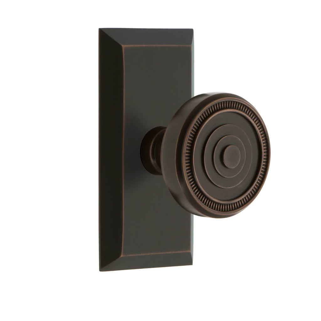 Fifth Avenue Short Plate with Soleil Knob in Timeless Bronze
