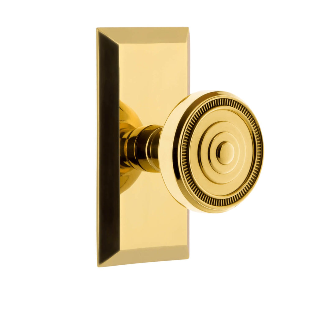 Fifth Avenue Short Plate with Soleil Knob in Lifetime Brass