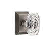 Fifth Avenue Square Rosette with Baguette Clear Crystal Knob in Antique Pewter