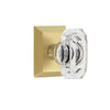 Fifth Avenue Square Rosette with Baguette Clear Crystal Knob in Satin Brass
