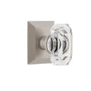 Fifth Avenue Square Rosette with Baguette Clear Crystal Knob in Satin Nickel