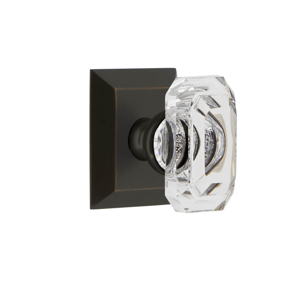 Fifth Avenue Square Rosette with Baguette Clear Crystal Knob in Timeless Bronze