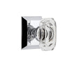 Fifth Avenue Square Rosette with Baguette Clear Crystal Knob in Bright Chrome